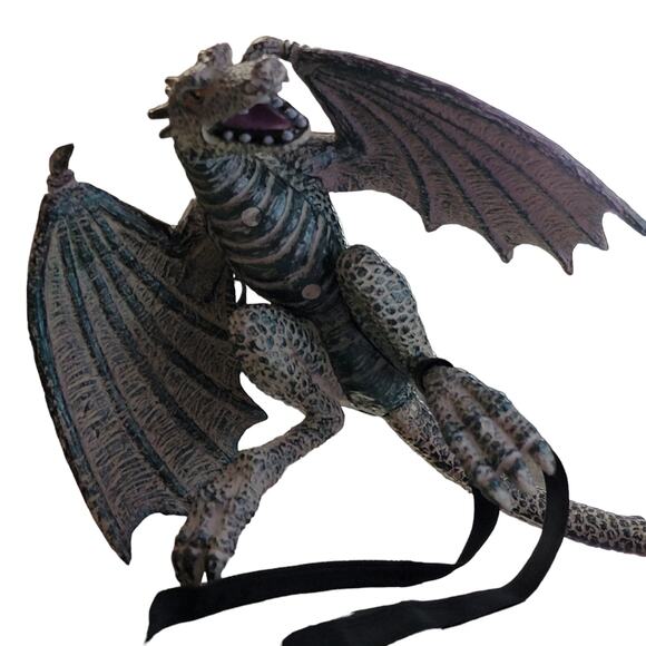 Dragon Figure 29" Long Tail Gray Plastic Toy Mythical Gothic Halloween Decor - Picture 2 of 8